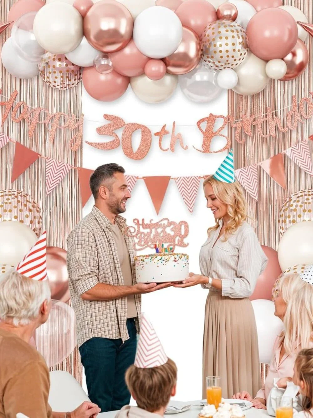 30th Birthday Rose Gold Balloon Arch Kit Blush Pink Party Decorations